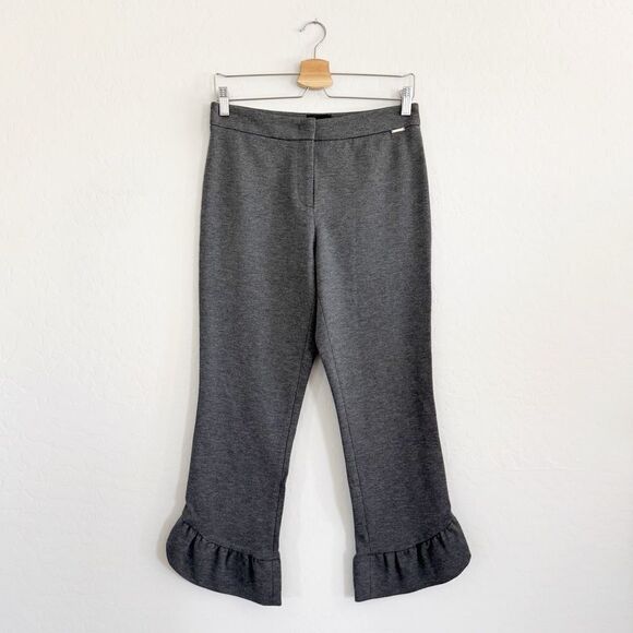 Liu Jo Grey Ponte Knit Ruffle Hem Crop Pants Size EU 42 Medium - Picture 3 of 13